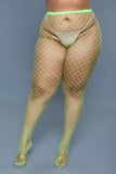 2303 Can't Back Down Pantyhose Neon Green: Neon Green / OS BeWicked