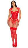 Unwrap Me Mesh Bow Detail Bustier Lingerie Set