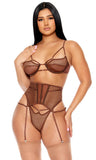 Caught Up O-Net Bra and Waist Cincher Lingerie Set