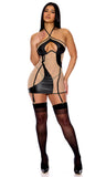 Catch My Wave Mesh Chemise Set - Black