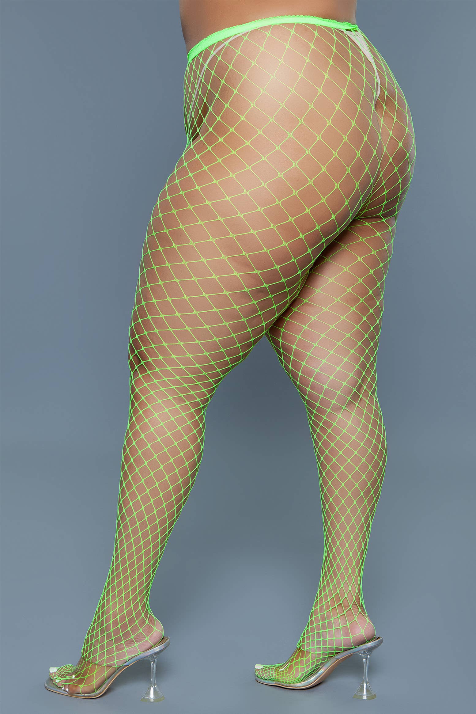 2303 Can't Back Down Pantyhose Neon Green: Neon Green / OS BeWicked