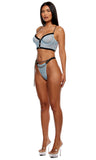 Keep It Classy Mesh Longline Bra Lingerie Set - Ice Blue