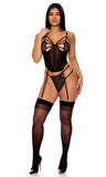 Feeling Butterflies Mesh Bustier Lingerie Set - Black