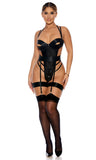 Black Teddy, Garter Belt and Thigh Straps Set Forplay Inc.