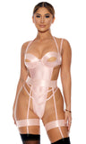 Pink Teddy, Garter Belt and Thigh Straps Set Forplay Inc.