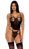 Feeling Butterflies Mesh Bustier Lingerie Set - Black