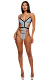 Keep It Classy Mesh Teddy Lingerie Set - Ice Blue