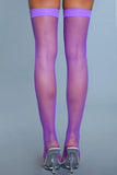 Nylon Fishnet Thigh Highs Purple