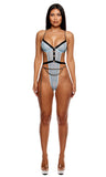 Keep It Classy Mesh Teddy Lingerie Set - Ice Blue