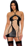 Catch My Wave Mesh Chemise Set - Black