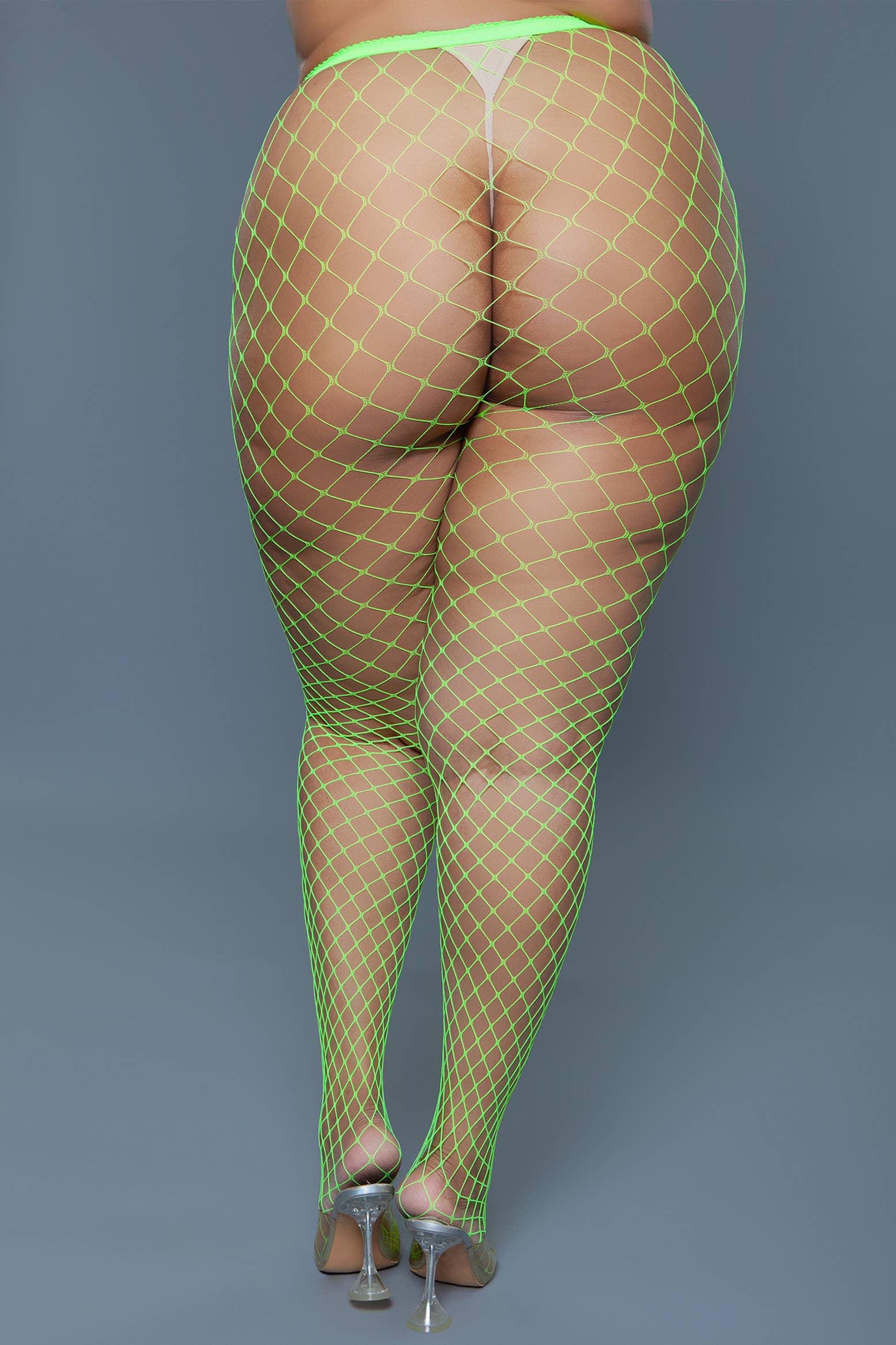 2303 Can't Back Down Pantyhose Neon Green: Neon Green / OS BeWicked