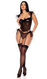 Unwrap Me Mesh Bow Detail Bustier Lingerie Set